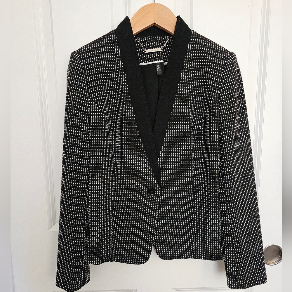 White House Black Market Petite Polka Dot Blazer - Black/white 0P